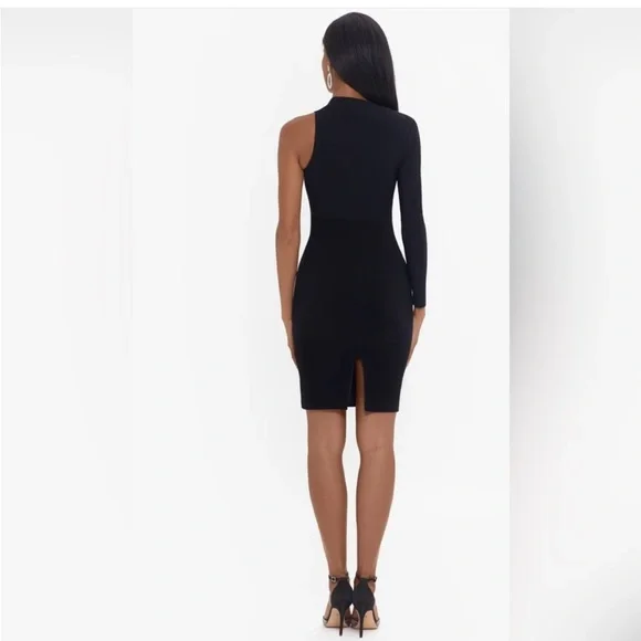 Betsy & Adam Black One-Shoulder Long Sleeve Sheath Dress Size 6 NWT - Picture 2 of 9